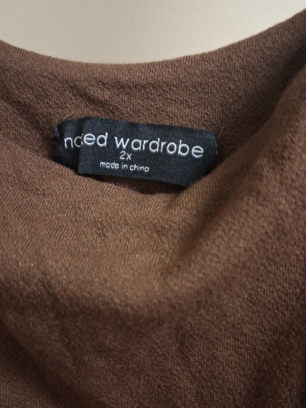 Naked Wardrobe Plus "Hourglass" midi dress. In chic mocha brown. Size 2X NWOT - Picture 4 of 5